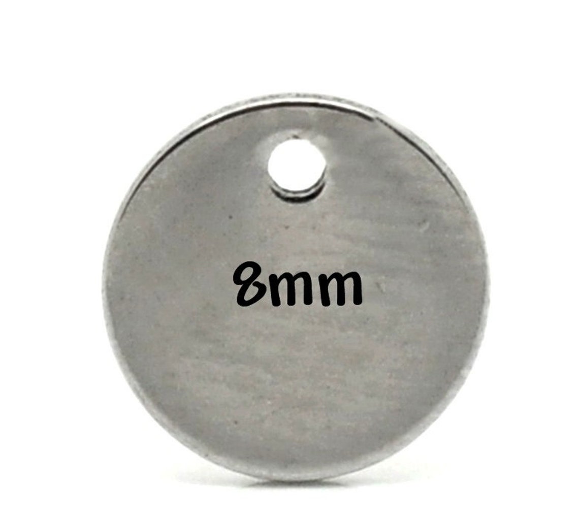 6pcs 304 Stainless Steel Round Circle Blank Stamping Tag Charms For Jewelry Maki
