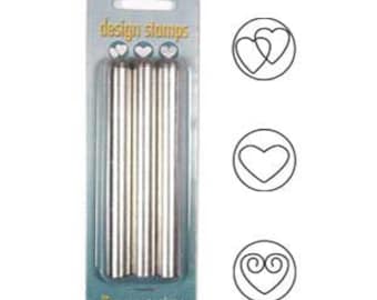 HEARTS Metal Stamp Set, 5mm wide, set of 3 metal stamps, Double Heart, Plain Heart, Scroll Heart,  tol0507