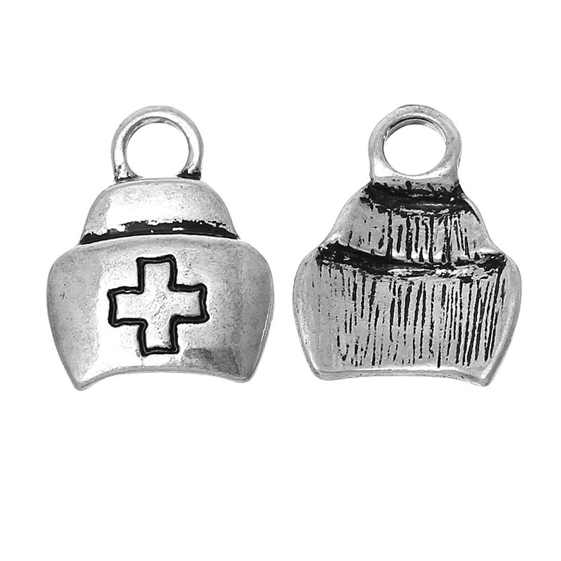 10 NURSE HAT Charm Pendants Antique Silver Tone Metal Nurse Etsy