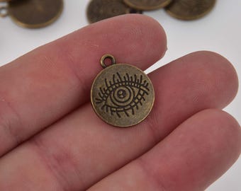 Dijes de bronce para el mal de ojo, 16 mm, chs8452