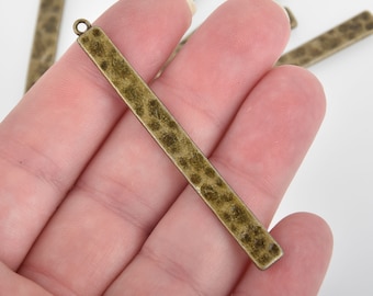 8 Bronze Stick Charms, hammered metal chs6464