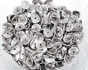 25 Silver Plated Curved Metal Spacer Beads, 10x8mm, bme0355