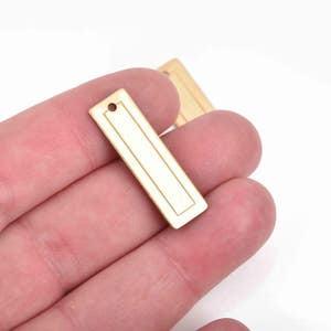 10 Brass Border Rectangle Charms, gold brass metal stamping blanks, 30x9mm, 18 gauge, msb0428