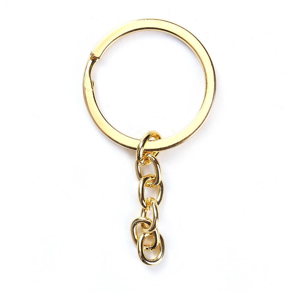 10 Gold Key Rings with Chain for adding your own charms Etsy