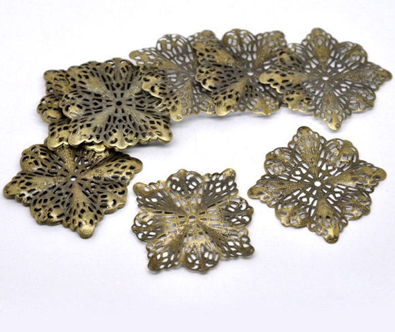 20 Brass Vintage Style Filigree Flat Square Metal Findings - Etsy