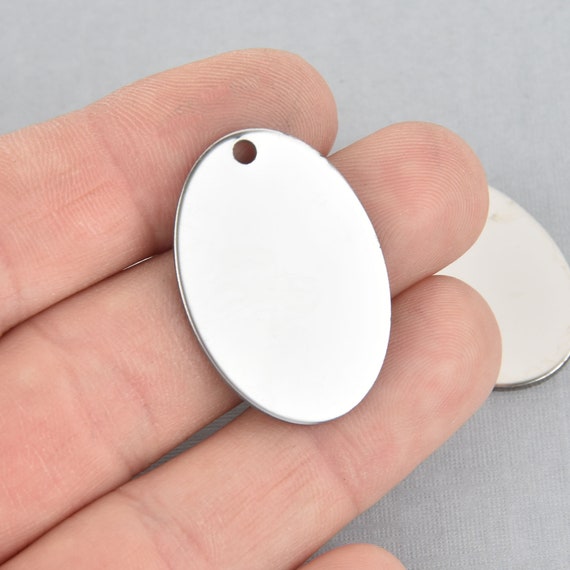 10pcs 304 Stainless Steel Dog Tag Pendants Stamping Blanks Oval Charm Tiny Craft