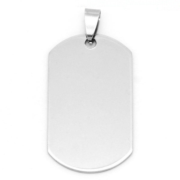 1 Large Stainless Steel Metal Stamping Blank Pendant, DOG TAG rectangle shape, bail . 42mm x 24mm  18 gauge  MSB0121