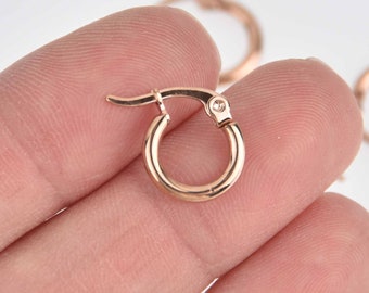 10 Rose Gold 12mm Huggie Earring Blanks Stainless Steel fin1112
