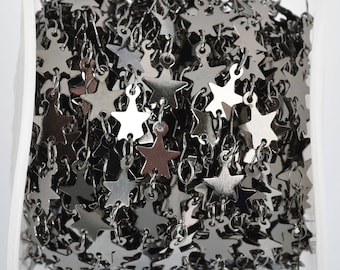 1 yard GUNMETAL BLACK STAR Chain, Metal Sequin Chain, Cable Link Chain, brass chain, 8mm flat star shapes, fch0799a