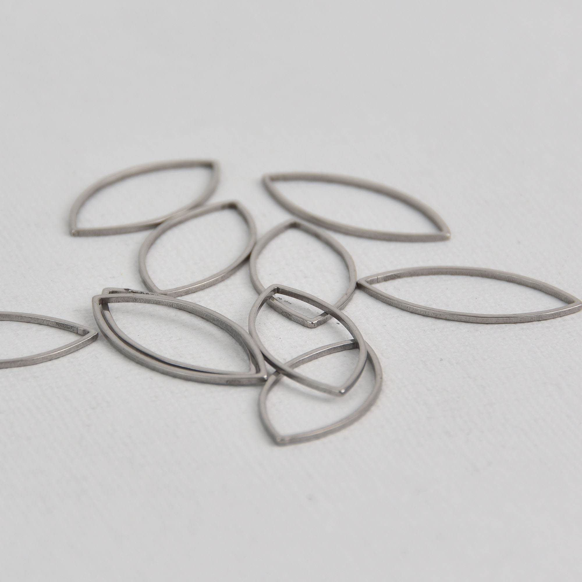 10 Football Charms, Stainless Steel Connector Links, 27x13mm