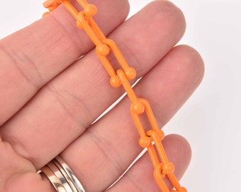 1 yard Orange U Link Chain, Enamel Coated, chunky 16mm links, fch1277a