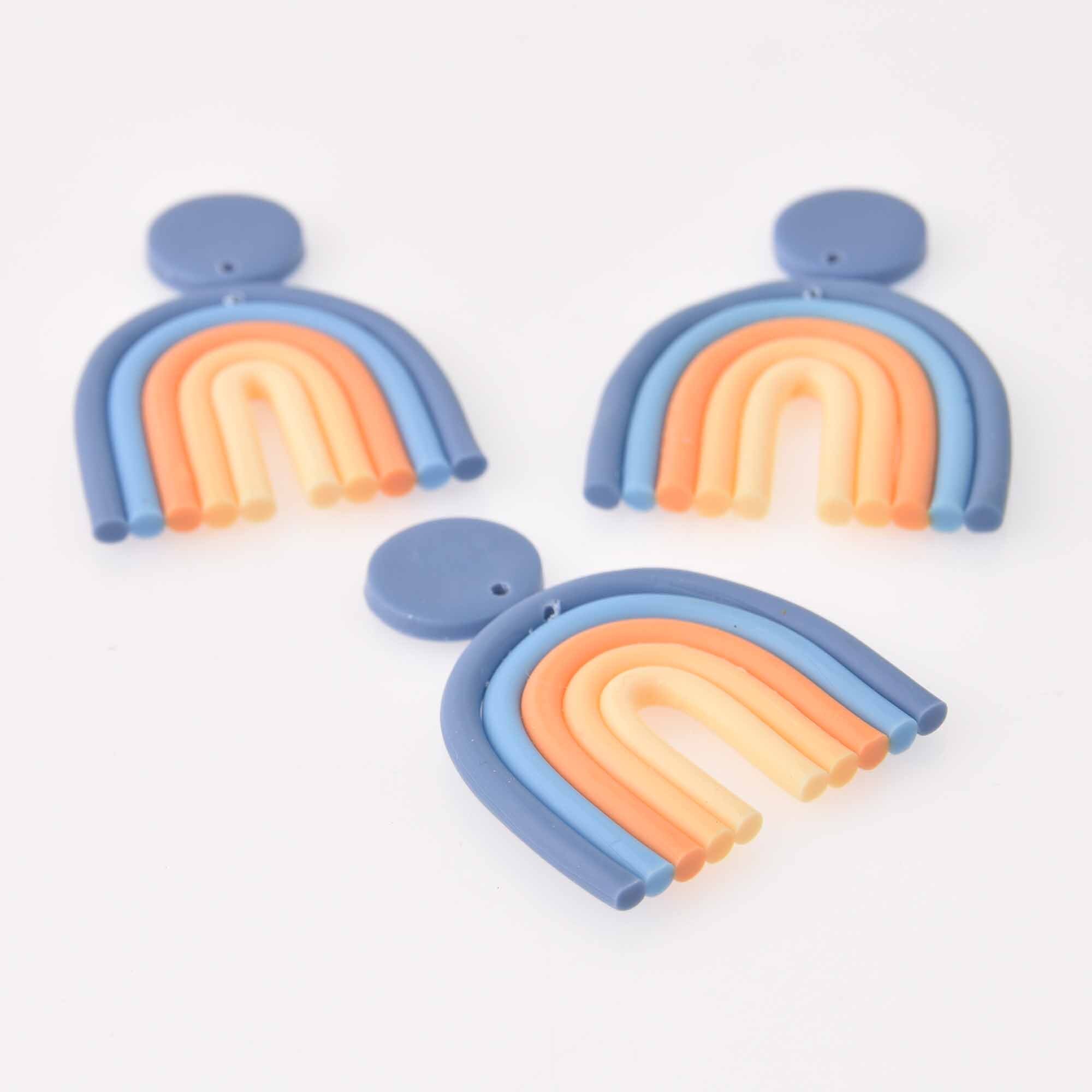2 Blue Rainbow Charms, Polymer Clay, 40mm, Chs7899 - Etsy