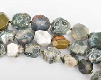 18mm-22mm OCEAN JASPER Round NUGGET Beads, faceted natural gemstone beads, full strand, 17-20 beads, gja0194