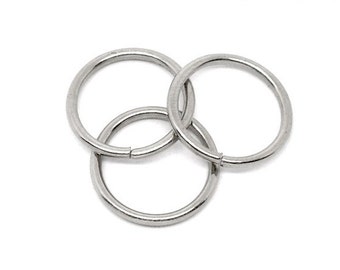 25 Silver Tone Open Jump Rings 12mm x 1.5mm, 15 gauge wire  jum0046a
