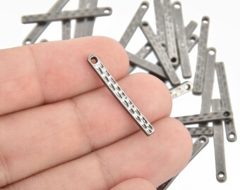 20 Gunmetal Stick Charms, oxidized metal 26x3mm chs4682
