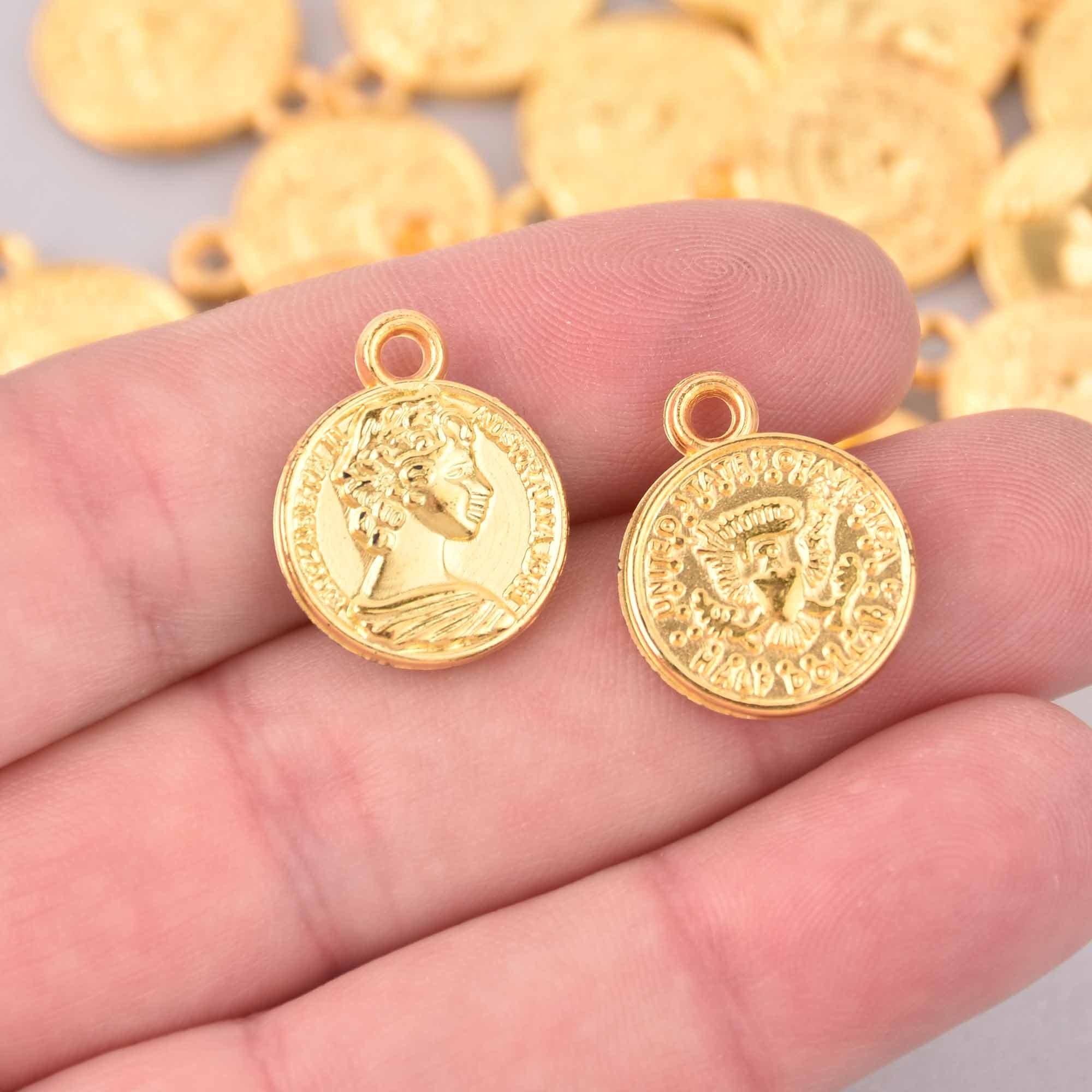25 Coin Charm Pendants, Plastic Gold, 20mm, Chs7939 - Etsy