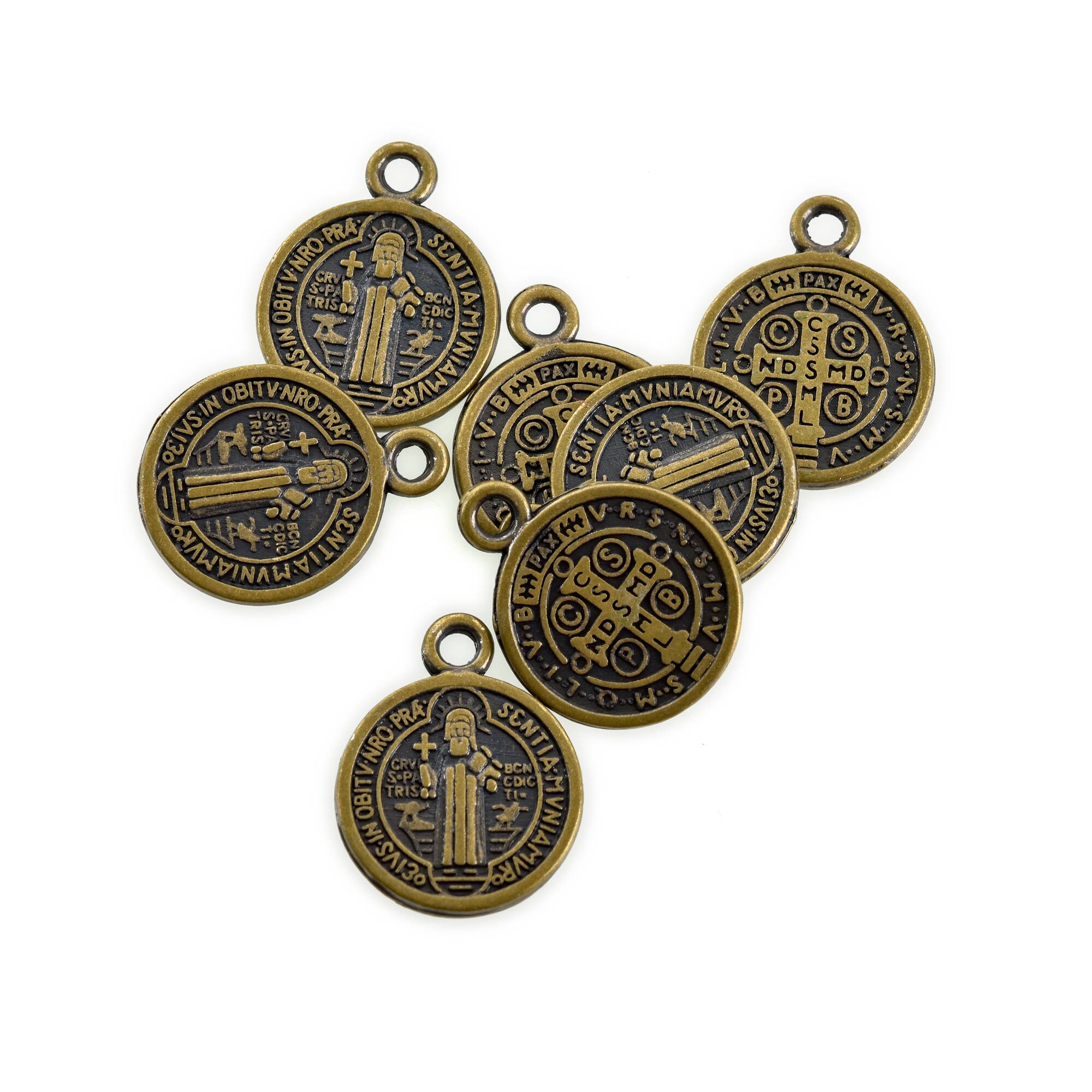 10 Religious Medal Charms Bronze Relic Charm Pendants double Etsy