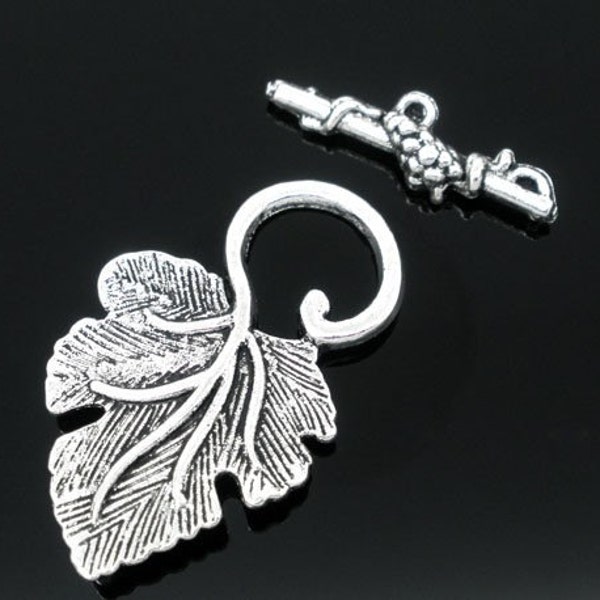 5 sets Leaf Antique Silver Fancy Toggle Clasps Grape Leaves  Fcl0060