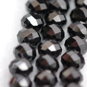 8mm JET BLACK Crystal Glass Faceted Rondelle Beads . full strand, 45 beads bgl0594 image 2