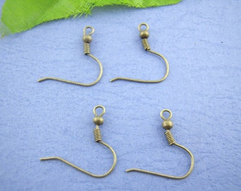 20 Antiqued Gold BRONZE Metal French Hook Earrings Ear Wires (10 pairs) fin0148a