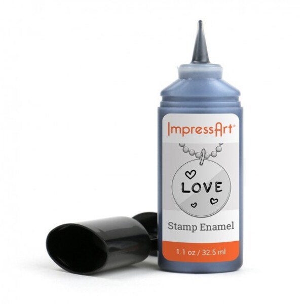 BLACK Stamp Enamel for blackening your metal stamping designs on any type of metal, 1.1oz bottle, waterbase, non-toxic, ImpressArt, tol0429