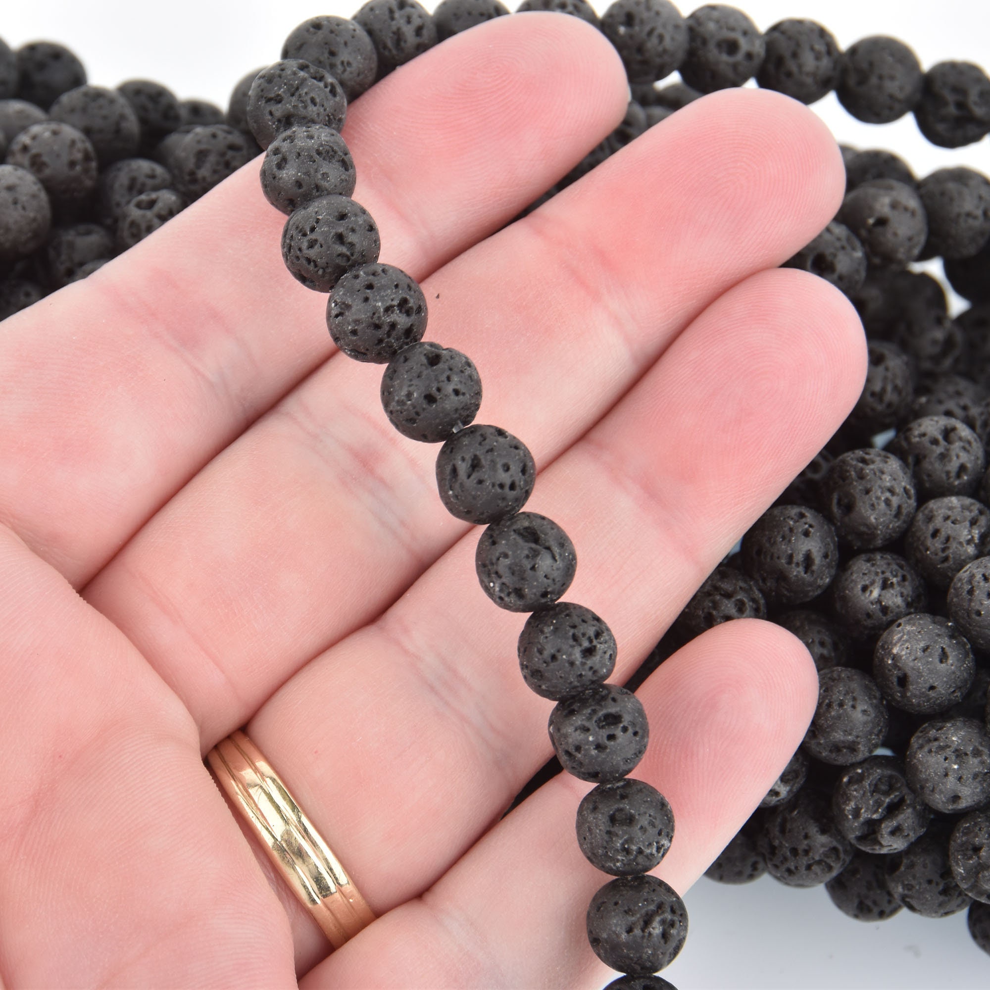 8mm Round BLACK LAVA Beads Perfume Diffuser Beads Essential Etsy