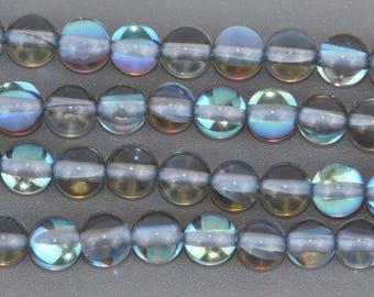 6mm Blue AB Mermaid Glass Beads, smooth round, 15.5" strand, bgl2131