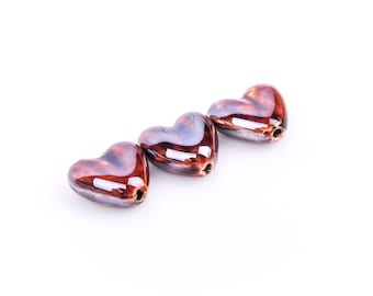 5 TORTOISE BROWN Coffee Ceramic Porcelain Heart Shaped Beads  20x18mm bgl0303