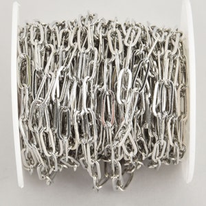 1 yard Silver Plated Paperclip Chain, Skinny Oval Links are 12x4mm fch1141a