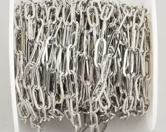 1 yard Silver Plated Paperclip Chain, Skinny Oval Links are 12x4mm fch1141a