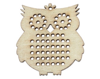 4 Counted Cross Stitch WOOD BLANK OWL Animal Shapes, 1-3/4" x 1-5/8", make your own embroidery charm pendant, cho0133