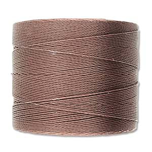 May include: A spool of brown waxed thread, tightly wound. The thread appears to be a medium brown color, with a slightly matte finish. The thread is likely used for crafting, jewelry making, or other DIY projects.