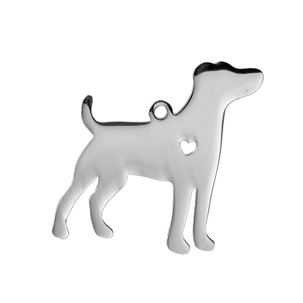 2 Stainless Steel JACK RUSSELL TERRIER Charm Pendants, Rat Terrier Dog Shape Charms, Design Metal Stamping Blanks 31x29mm, 15 gauge, chs2472