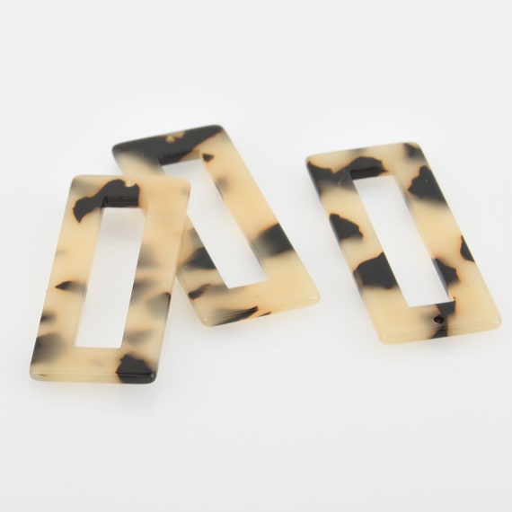 4 Acrylic Rectangle Charms MOCHA Terrazzo Brown and Black 2/" chs5622