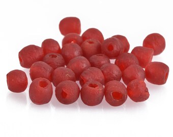 10mm Matte DARK RED Glass Beads Round x10 beads bgl1686