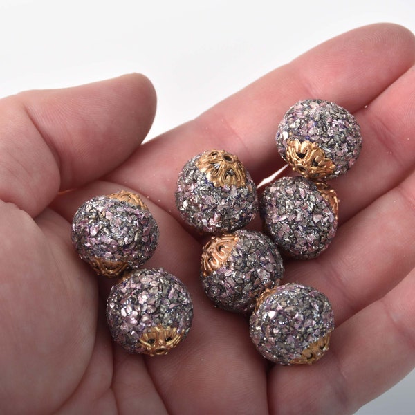 7 Gray Lavender Indonesian Clay Beads, 18mm, bgl2083
