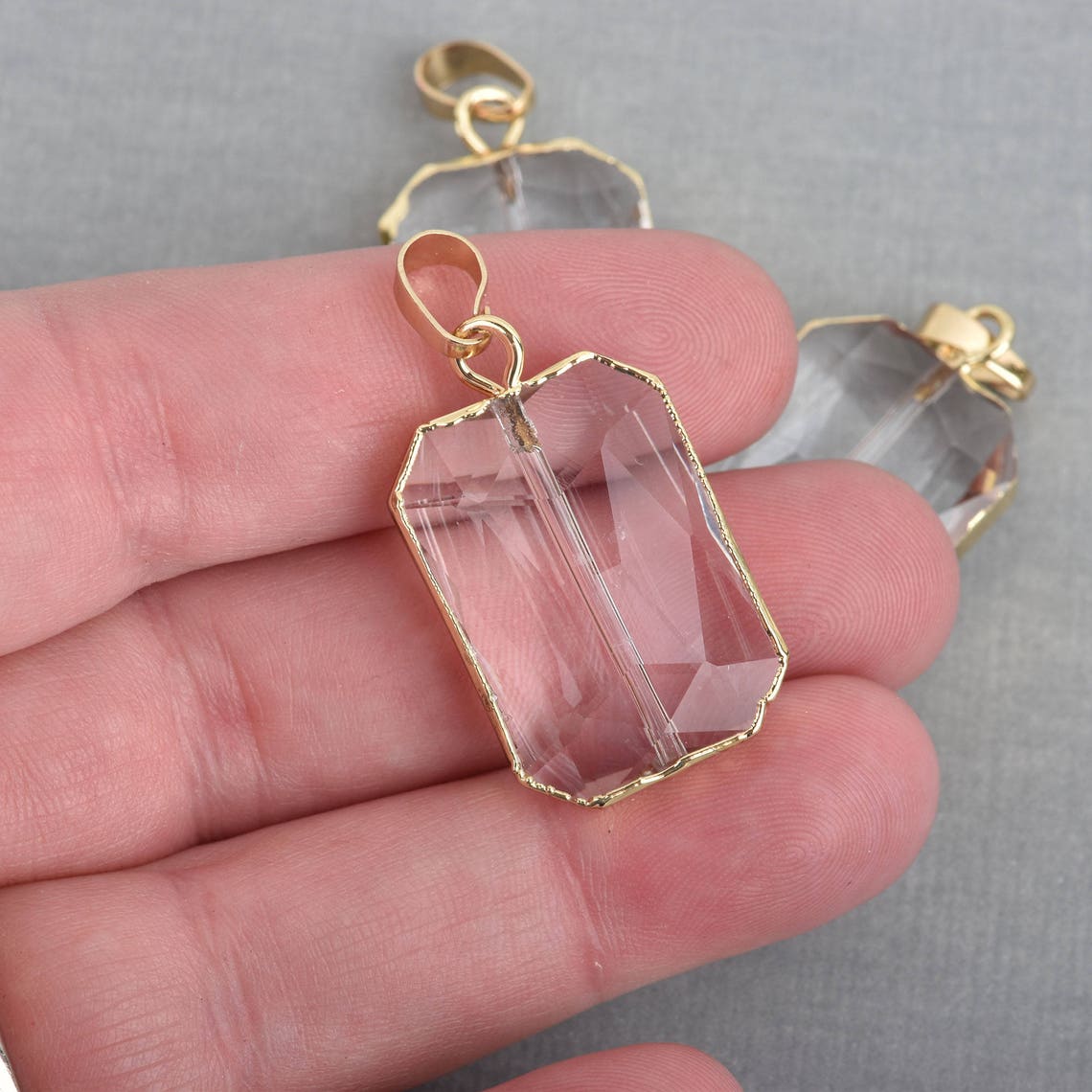 1 Crystal RECTANGLE Drop Pendant Clear Glass CRYSTAL Etsy