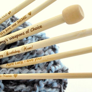 Personalized Engraved Bamboo Knitting Needles, you choose wording and font . Size US Size 10, 6.0mm, UK Size 4 13 long knt0009 image 4