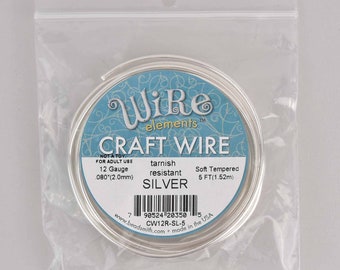 Alambre para manualidades de plata de 12 g, resistente al deslustre, calibre 12, 1,5 m, wir0186