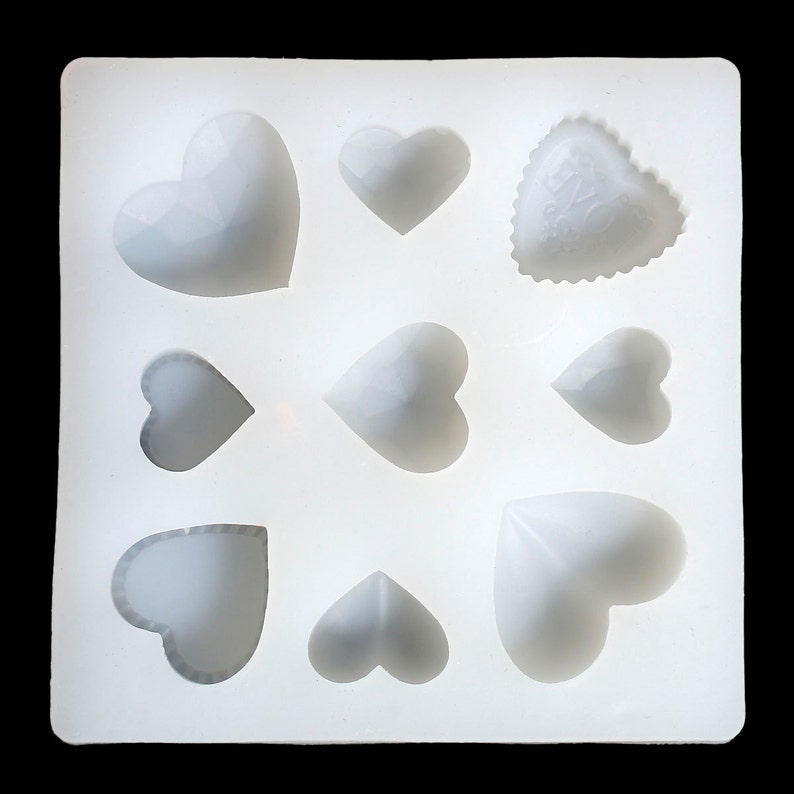 3-58 square makes 9 heart shapes tol0693 HEART RESIN MOLD Silicone Mold to make heart shaped pendants reusable