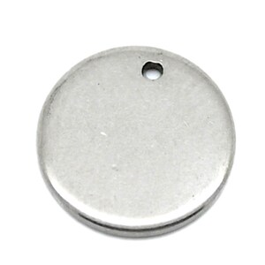 10 Stainless Steel Metal Stamping Blanks Charms 13mm, 1/2 dia, ROUND DISC Tags, 18 gauge MSB0051a image 2