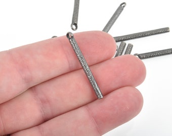 20 Gunmetal Stick Charms, oxidized metal 34x3mm chs4593