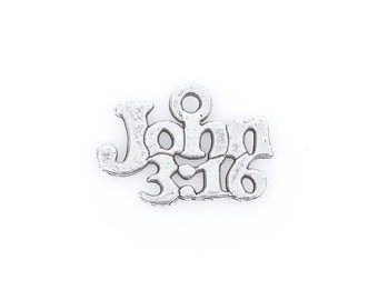 10 Bible Verse Silver Tone Metal JOHN 3:16 Charms or Pendants chs1473