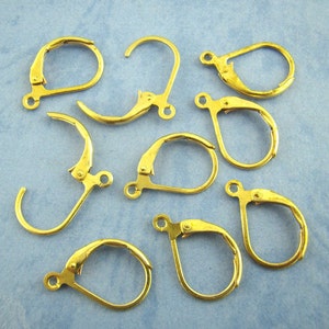 60 Bright GOLD PLATED Metal Lever Back Earrings Ear Wires (30 pairs) fin0279
