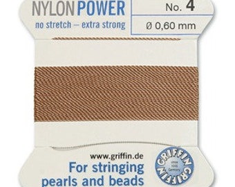 Griffin NylonPower Nylon Bead Cord #4 (0.60mm) Beige Tan, cor0567