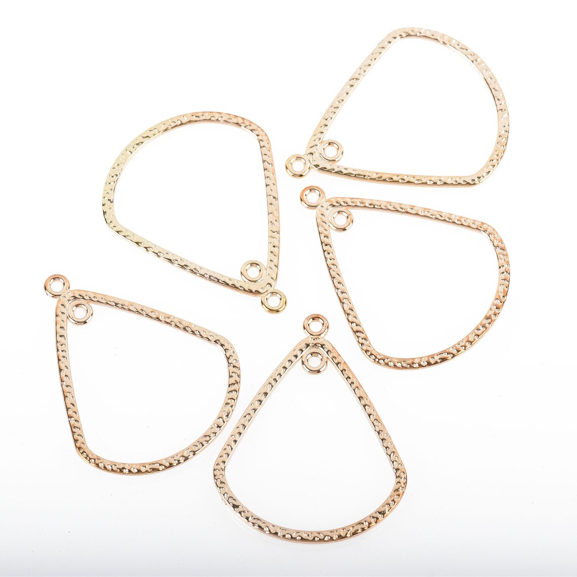 5 Distressed LIGHT GOLD Open TEARDROP Pendant Charms 39mm Etsy