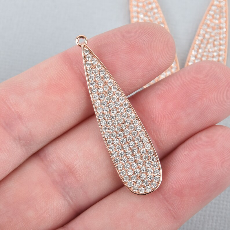 Rose Gold Teardrop Charm Micropave Micro Pave 1-34 chs5046