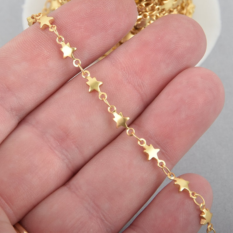 MATTE Gold STAR Chain Real Gold Plated tarnish resistant fch1047 bild 2