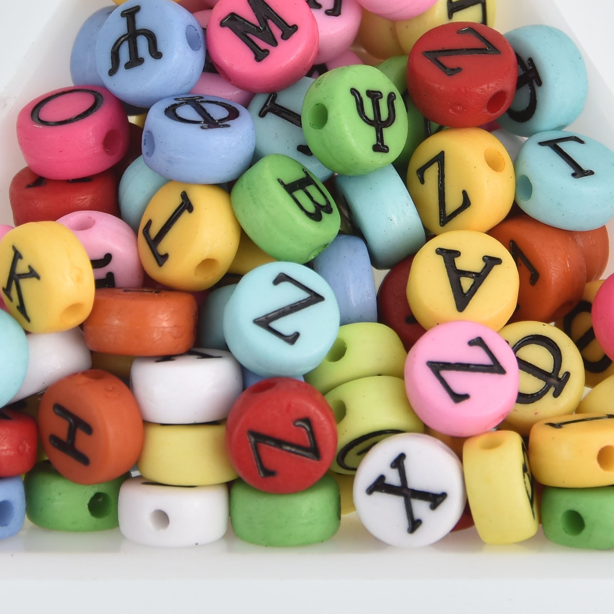 Multicolor Heart Alphabet Letter Beads, Mixed Colors Letters Beads