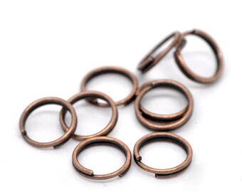 50 Copper Plated Double Loops Split Rings Open Jump Rings . 8mm  jum0049a
